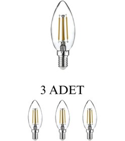 Resim Horoz 001-013-0004 Filament Led Ampul 4w E14 Duy Beyaz Işık - 3 Lü Paket 