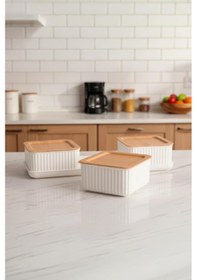 Resim Atbyhome Valverdi - 3'lü 7 Parça Kahvaltılık Kahvaltı Seti Sunum Seti Beyaz 