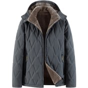 Resim Sımıcg Kışlık Büyük Beden Kadife Kalın Pamuklu Kaban-Gri 