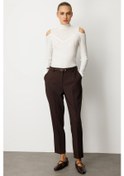 Resim Ekol Kadın Beli Kemerli Dar Paça Pantolon 1013 Kahverengi Kahverengi 