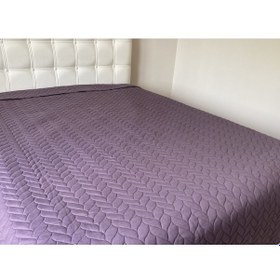 Resim Düz Boya Lazer Kapitoneli Çok Amaçlı Pike Battal Boy Yatak Örtüsü Mürdüm 230 x 250 CM Mürdüm 