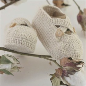 Resim Organic Bonny Baby Kişiye Özel Isimli Hoşgeldin Doğum Hediyeliği Ahşap Hediyelik Organik Patik Ekru 