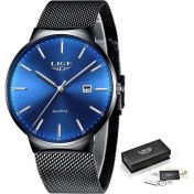 Resim Hanyang Gümüş Mavi Lıge 2022 Yeni Erkek Saatler En Lüks Marka Adam Moda Mavi Kuvars Bilek Izle Erkekler Için Spor Su Geçirmez Izle Relogio Masculino (Yurt Dışından) 