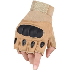 Resim Kahverengi Açık Taktik Eldiven Motosiklet Eldivenleri Erkek Kadın Askeri Airsoft Savaş Yarım Parmak Çekim Av Eldivenleri Eldiveni 