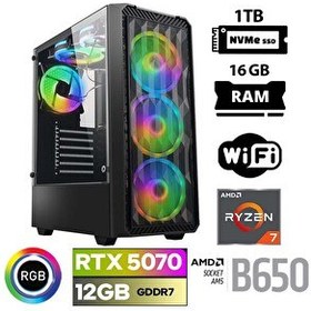Resim Xaser Thunder X50 Ryzen 7 7700 16GB Ddr5 Ram 1tb M.2 Nvme SSD 12GB RTX5070 Oyuncu Tavsiye Sistem 