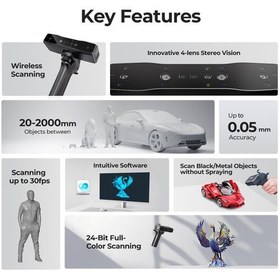 Resim 3d Baskı İçin Creality Otter Lite 3d Tarayıcı, Kablosuz El Tipi Tarayıcı, 0,05 Mm Doğruluk, Sarsıntı Önleyici Takip, 30 Fps'ye Kadar Hız, 20-2000 Mm Arası Nesneler İçin 24 Bit Tam Renkli Tarama 