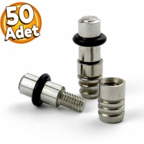 Resim Badem10 Raf Pimi Vidalı Contalı Cam Ahşap Metal Tutucu Çivisi Mobilya Dolap Pimi Metal (50 Adet) 