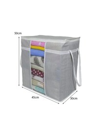 Resim 3 Adet Pencereli Saklama Çantası Çizgili Çok Amaçlı 50x45x30 Cm Gri-beyaz 