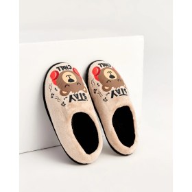 Resim ZİPPO-K- Ayı Figürlü Krem Erkek Ev Terliği 