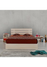 Resim Pasifichome Huga Çift Kişilik Ahşap Karyola Komodin Takım Meşe 160 Cm 