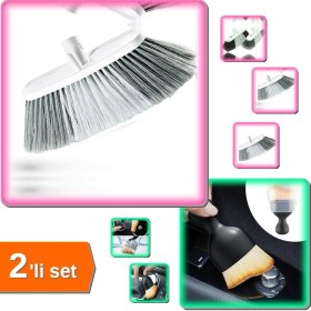 Resim Hereveoyuncak Battal Oto Fırçası Temizlik Fırçası Sapsız + Mini Yumuşak Kıllı Araç Içi Fırçası - 2li Set E6W7L4 