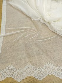 Resim Etek Ucu Desenli Dantel Tül Perde, 250x260, Seyrek Pile, 1/2 