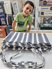 Resim Devrim Olivya Tekstil Gri-beyaz Çizgili Özel Dikim Lüks Halkalı Branda Balkon Perdesi Gri - Beyaz 