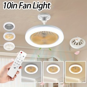 Resim EFIBRAVE 25,4 cm Modern Tavan Vantilatörü ve Aydınlatma - Uzaktan Kumandalı, 3 Hız Ayarlı Sessiz Çalışma & 3 Seviyeli LED, Zamanlayıcı Fonksiyonu, E26/E27 Bağlantı Noktası, 4 Renk (Beyaz/Beyaz Kristal/Sarı/Gri) Yatak Odası, Oturma Odası, Mutfak için Tavan Fanı Aydınlatması, Modern Aydınlatma, Enerji Verimli 