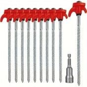 Resim 8 Adet Ağır Hizmet Tipi Demir Altıgen Dişli Çadır Kazıkları - 20cm Taşınabilir Spiral Zemin Kazıkları Kırmızı Plastik Sap & Metal Vidalar ile Kamp, Yürüyüş ve Dış Mekan Ekipmanları, Yürüyüş Ekipmanları | Şık Bitiş | Metalik Vida Dişi, Kamp Aksesuarları 