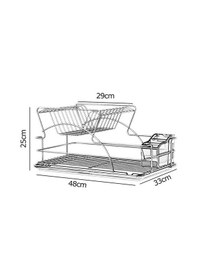 Resim İki Katlı Metal Tabaklık - Bulaşıklık Krom Gümüş 