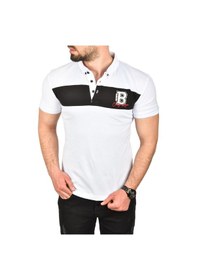 Resim Deepsea Erkek Beyaz Slim Fit Nefes Alan Pamuklu Kumaş Dar Kesim Kıvrılmaz Yaka Polo Yaka Tişört 2503019 Beyaz 