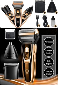Resim AKF 2020 Turbo Pro X Galaxy Gold 3 In 1 Erkek Bakım Seti Saç Sakal Burun Tıraş Makinesi 