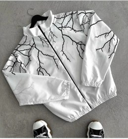 Resim memetti m şekil Şimşek Desenli Unisex Motorcu Yağmurluk Rüzgarlık İnce Ceket 