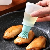 Resim Fırın Izgarası Yağ Fırçası İçin Fırça ile Bir Taşınabilir Silikon Yağ Şişesi, Pasta Plastik Mutfak Yağ Şişesi, Açık Hava Pişirme ve Izgara Fırçası 