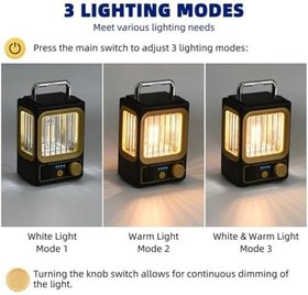 Resim Kamp Lambası Feneri Vintage Dimmer LED Kamp Feneri Suya Dayanıklı 18.650 1.500 mAh Açık Yürüyüş için Kamp Işık Lambası Elektrik Kesintisi Acil Ev Arka Bahçe Verandası Balkon Teras 