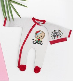 Resim Bk Kids Bk Gift Kişiye Özel Yılbaşı Temalı Tulum Zıbın Ve Kukuletalı Şapka Seti-2 Çok Renkli 