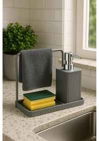 Resim Havluluklu Sıvı Sabunluk & Havlu Asma Aparatlı Sıvı Sabunluk Füme 400 Ml Füme 