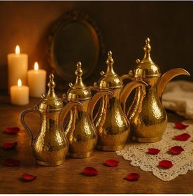 Resim Dövme El Yapımı 4'lü Mırra Cezve Seti 