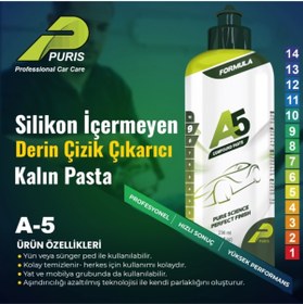 Resim PURİS A5 Derin Çizik Çıkarıcı Silikonsuz Kalın Araç Pastası 1 Kg 