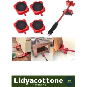 Resim Tekerlekli Mobilya Ağır Beyaz Eşya Kaydırma Aparatı Krikolu Set 