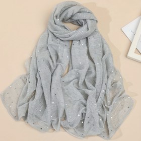 Resim Şık Sequin Parıldayan Metalik Şal Monochrome İnce Nefes Alabilen Şal Parti Akşam Elbisesi Şal 
