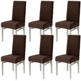 Resim Kahverengi Yıkanabilir Likralı Sandalye Kılıfı 6 Adet Koyu Kahve 