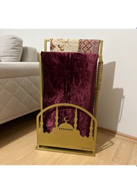 Resim Safa Premium Ön Korumalı Seccade Askısı, Seccadelik Gold Siyah 