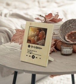 Resim Kişiye Özel Fotoğraflı Spotify Barkodlu Dekoratif Ahşap Çerçeve 