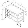 Resim Öztiryakiler Çalışma Tezgahı Ara Raflı GN Çekmeceli Sırtlı 190x70 CM 