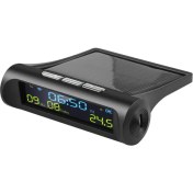 Resim Praise6 Dış Mekan Kişisel Araba Parçası Dekorasyonu Için LCD Zaman Tarih Araç Içi Sıcaklık Göstergesi ile Araç Güneş Dijital Saati (Yurt Dışından) 