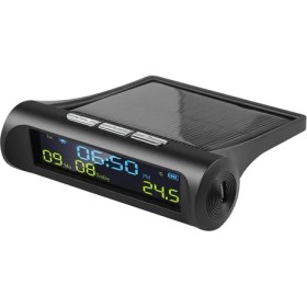 Resim Praise6 Dış Mekan Kişisel Araba Parçası Dekorasyonu Için LCD Zaman Tarih Araç Içi Sıcaklık Göstergesi ile Araç Güneş Dijital Saati (Yurt Dışından) 