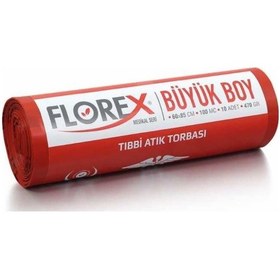 Resim Florex Baskılı Büyük Boy Atık Torbası 10 Adet Kırmızı 60 x 85 CM 