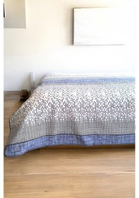 Resim Alla Turca Çift Kişilik Modern Mozaik Desenli Pike İndigo 200x240 Cm %100 Pamuk Mavi 