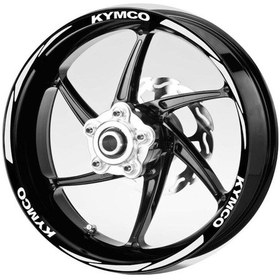 Resim Beyaz- Kymco -Yazılı-3-Parçalı-Reflektif -Beyaz -Jant-Şeridi 