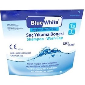 Resim Mavi Beyaz Saç Yıkama Bonesi 1 Adet 