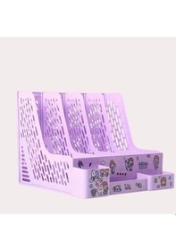 Resim Ops Mg 124 Pastel Mor 4 Bölmeli Modüler Tasarım Organizer Kalemlikli Magazinlik Klasör Arşiv Kutusu Demonte 