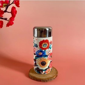 Resim Techbloom Sunflower 260ml 8 79oz Mini Termos Mug Çiçek Desenli Paslanmaz Çelik Seyahat Bardağı 
