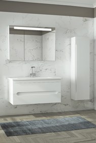 Resim Alfa Banyo Avant Garde (100 35)135 Cm Boy Dolaplı Lavabolu Banyo Dolabı Takımı Beyaz **demonte Değil 