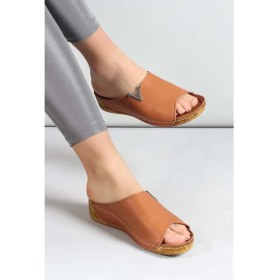 Resim Fast Step Kadın Deri Rahat Yazlık Dolgu Topuk Günlük Terlik Taba 972za211 