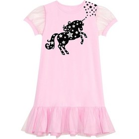 Resim Denokids Mshb&g Yıldızlı Unicorn Kız Çocuk Pembe Tüllü Elbise Pembe 