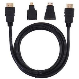 Resim 1.5 m 1.4V Hdmi Kablo + Mini Micro Uç 3in1 Çevirici Dönüştürücü Adaptör Kablosu 