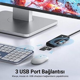 Resim Orico PAPW3AT-C3-015-BK-EP Type-C To 3.0 TF SD Kart Okuyucu 3 Portlu USB 3.0 Siyah Çoklayıcı Adaptör 