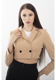 Resim Feminist Astarlı Crop Blazer Ceket 0105118.09 Camel Kahverengi 