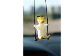 Resim Balkhoon Şapkalı Sallanan Ördek (Sarı Şapka) Dikiz Aynası Süsü Hediyelik Eşya Universal Uyumlu 